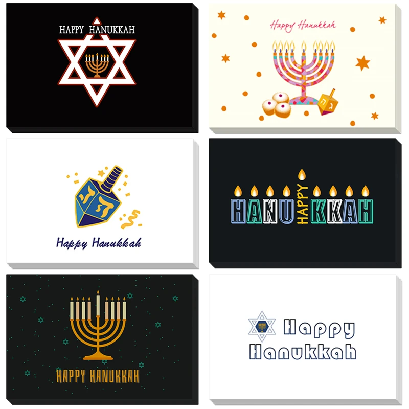 6 шт Happy hanukkah гексаграмма евр Спасибо карты с конвертом наклейки на заказ заметки карта пустой внутри поздравительная открытка подарки