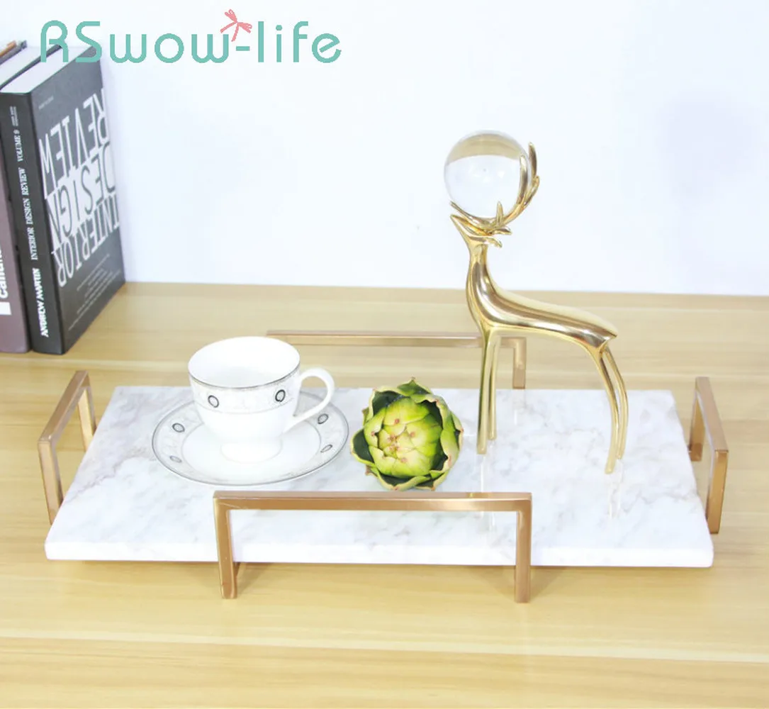 

Marble Pattern Metal Tray Home Decoration Cosmetics Decoration Trays Food Tray Serving Trays For Storage Supplies