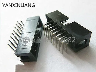 

10PCS 2.54mm 2x8 pin 16 Pin Right Angle Male Shrouded PCB IDC Socket Box header