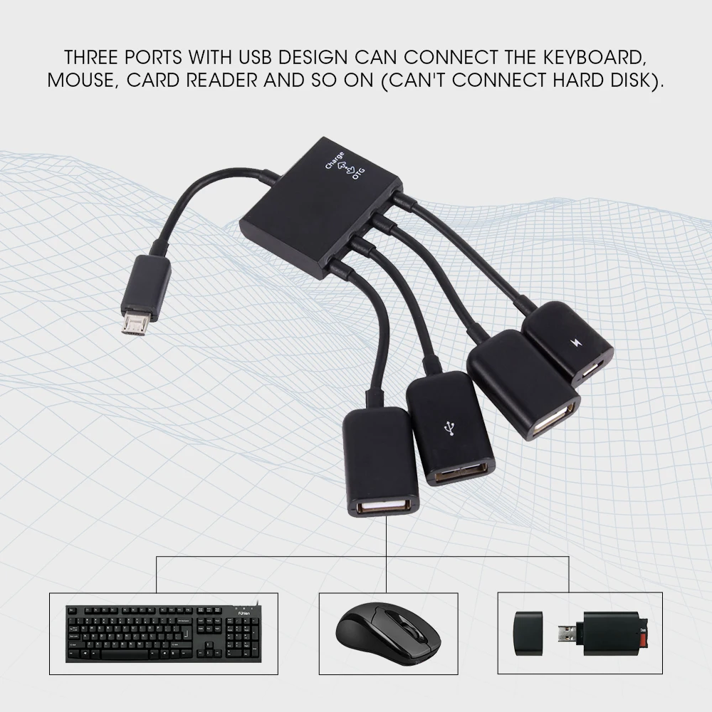 Микро Usb концентратор кабель адаптер 4 порта сплиттер с зарядкой питания для Samsung