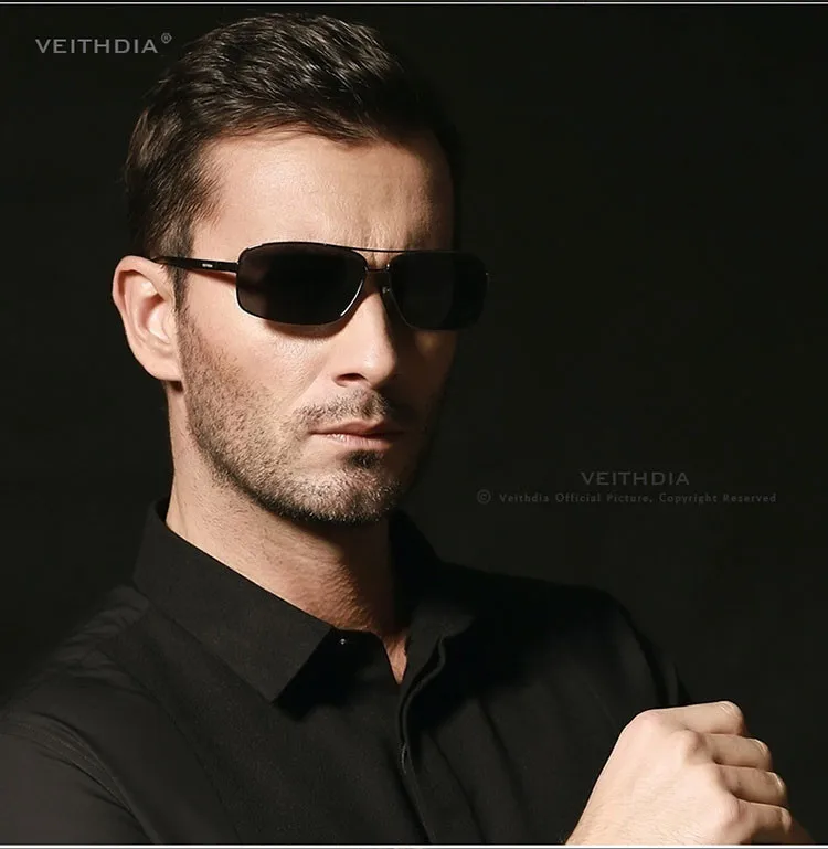 Мужские винтажные солнцезащитные очки VEITHDIA, с поляризационными стеклами в алюминиевой оправе, модель 2458