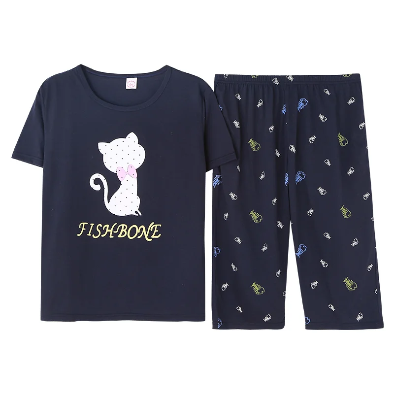 Пижама женская летняя простая с принтом 100% хлопок|Комплекты пижам| |