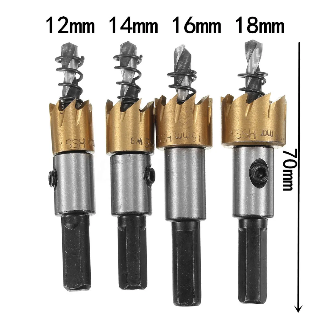 12/14/16/18mm HSS Steel Tipped Drill Bit Metal Wood Coated Hole Saw Cutter Tool