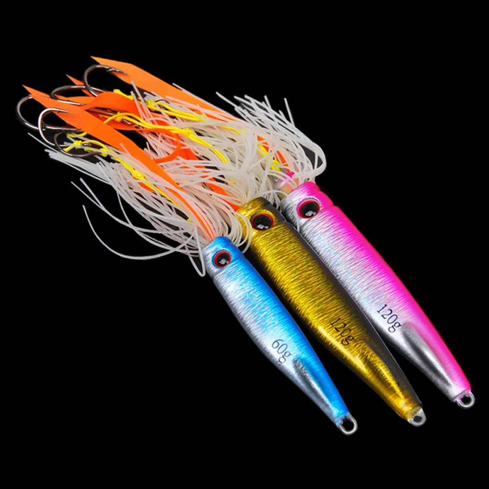 Buy 5PCS Fishing squid Lead head Swim Bass Fly Rubber Jig Spinner bait Lure 60g