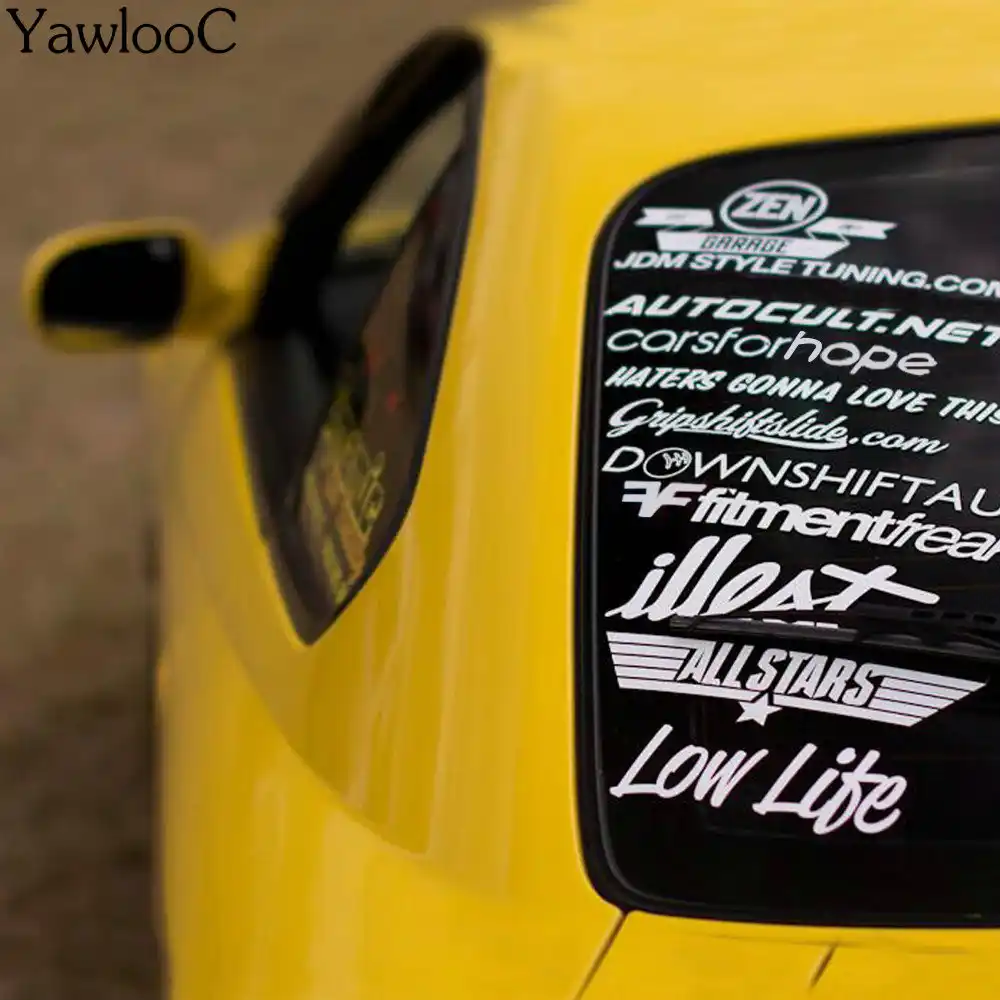 20Pcs Racing Door Decals Reflective Sticker Set Car Kit Sponsor Technical Auto Tuning Waterproof