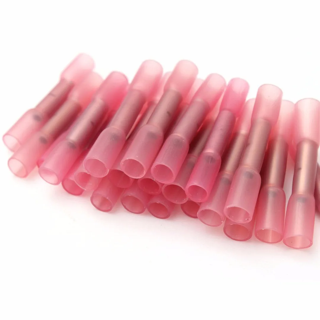 100pcs New Heat Shrink Terminals 18-22 GA Heat Shrink Butt Wire Connectors Crimp Terminals 0.5-1.5mm2