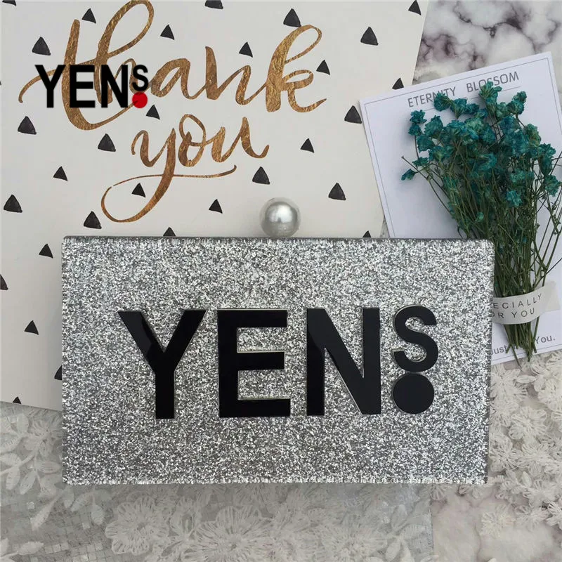 

YENS Custom Acrylic Name Bags Personal Name Clutch Unique Letter Clutch Bling Evening Bag Customizable Wedding Bridesmaid Bags