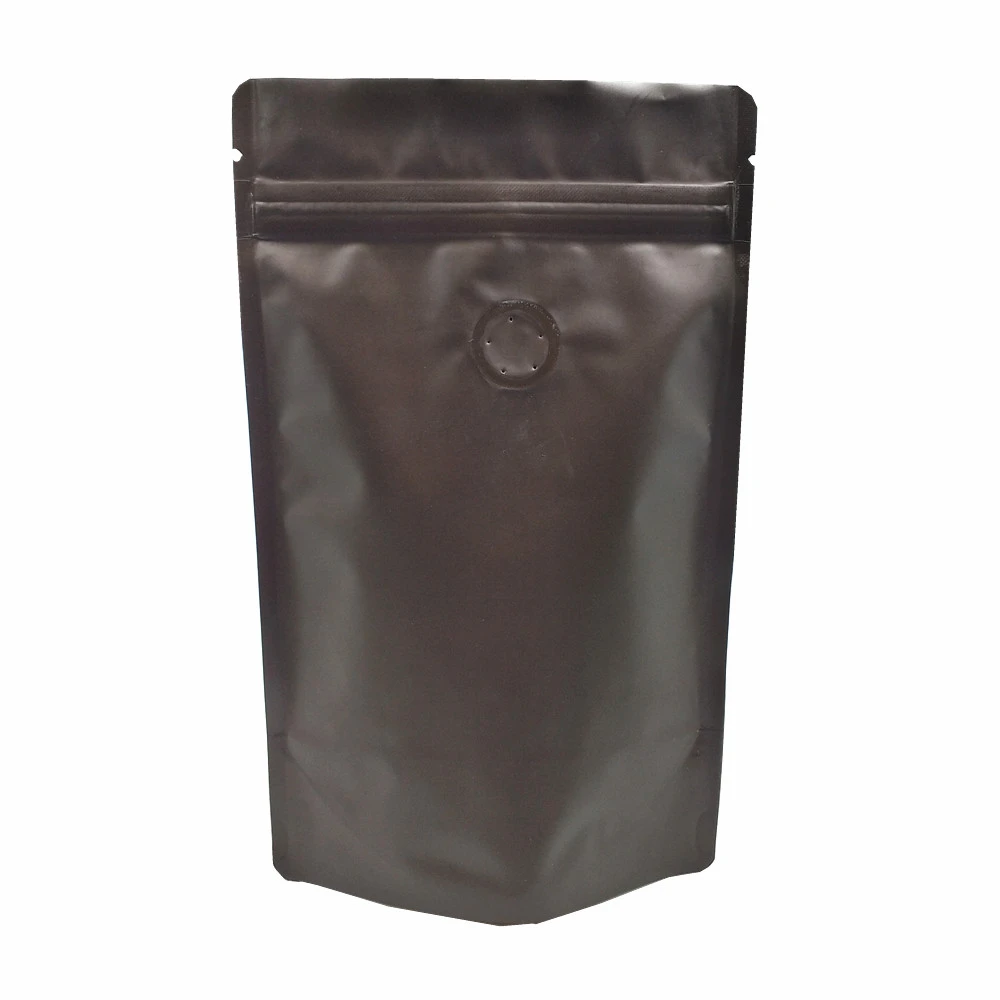 Zip Lock Stand Up Pure Mylar Foil Bag with Vent Valve Coffee Bean Storage Pouch 