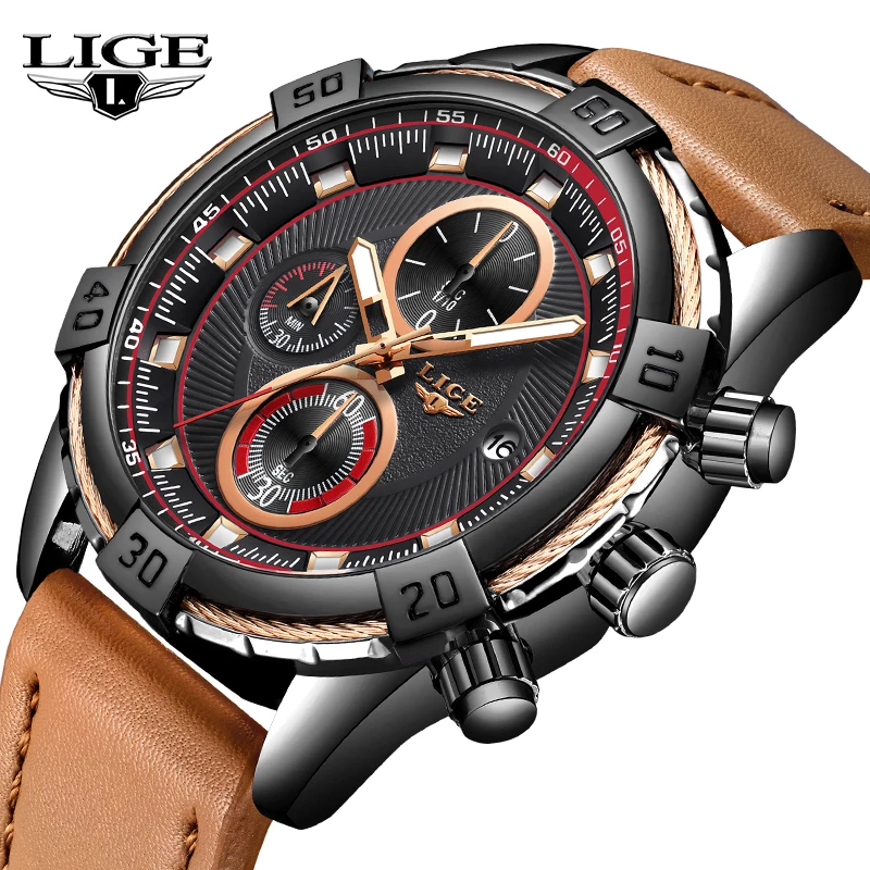

Relogio Mascul LIGE Fashion New Mens Watch Top Luxury Brand Sport Military Waterproof Watch Men Automatic Date Quartz Clock +Box