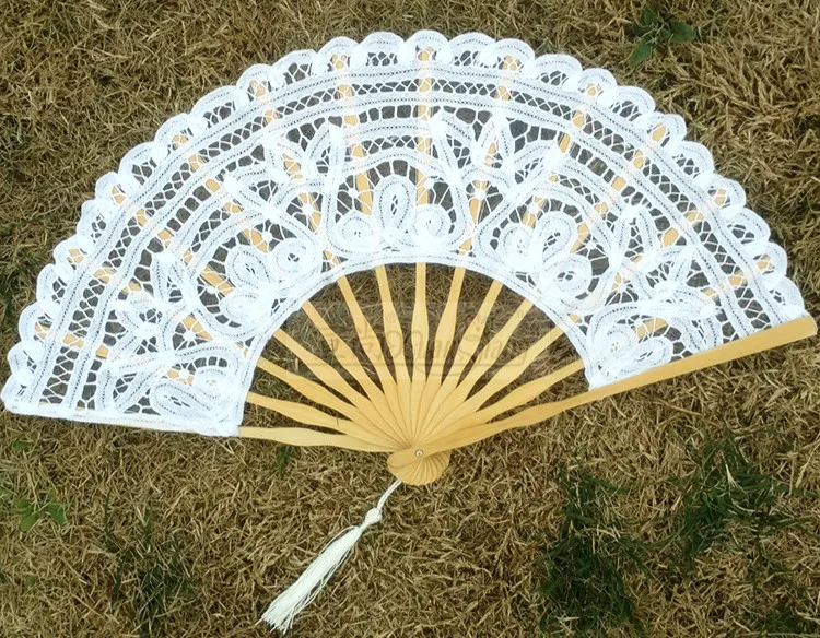 5PCS Handmade embroidery craft fans lace fan dance props decorative fan