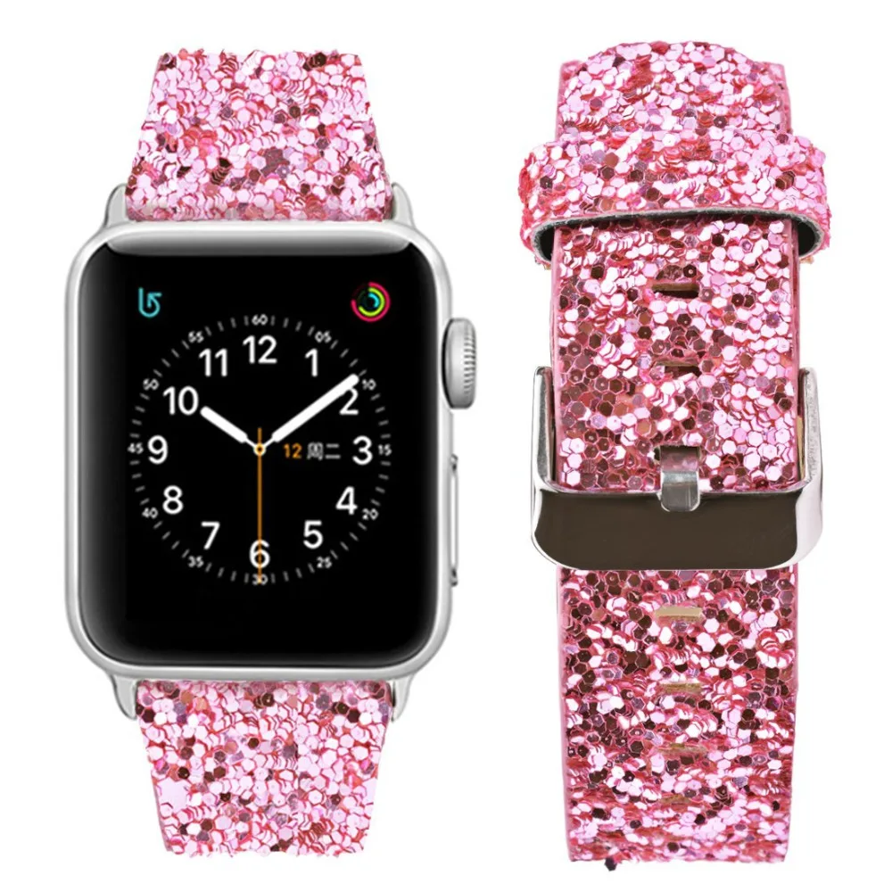 Кожаный ремешок для apple watch Band apple watch 5 4 3) 44 мм/40 мм, 42 мм, 38 мм, версия наручных часов iWatch, 5/4/3/2/1 Браслет bling Ремешок пояс