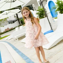 Sunny eva/детское бикини с платьем; купальный костюм из двух предметов для детей; купальный костюм для девочек; Бразильское бикини с высокой талией