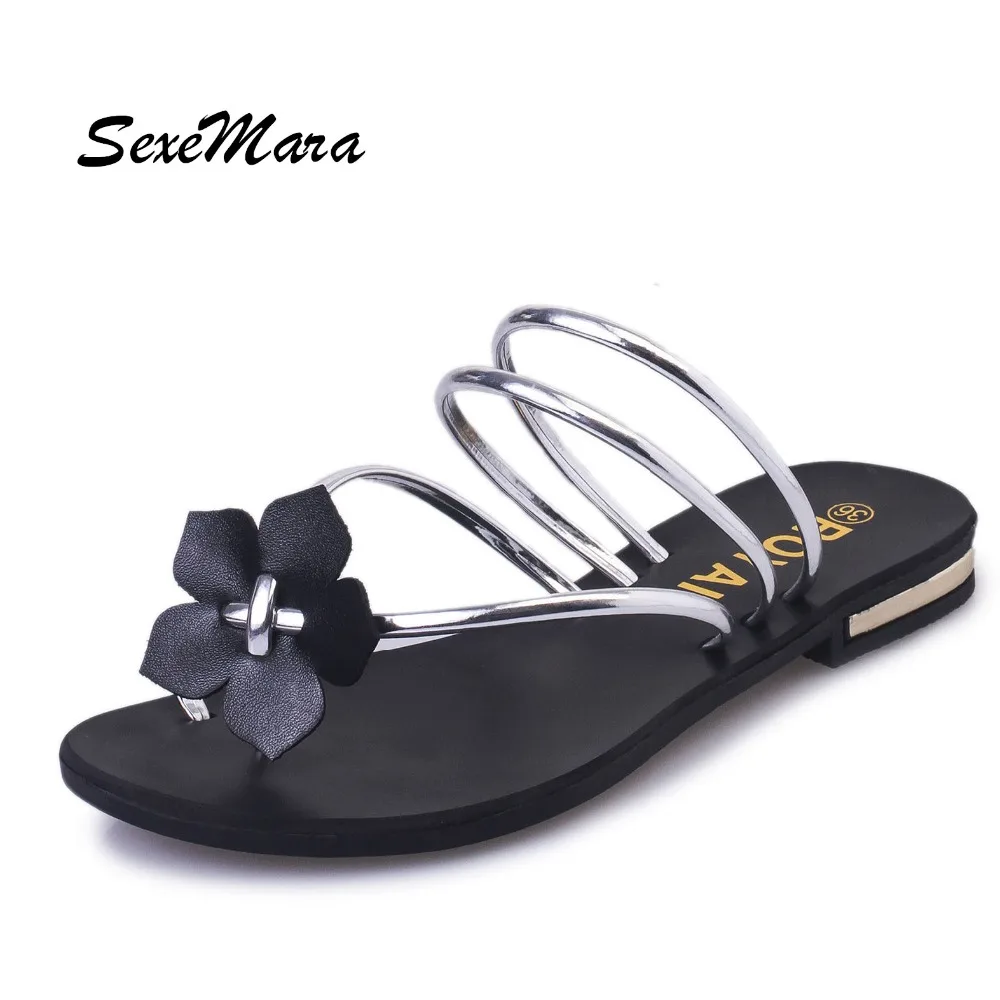 Женщины Тапочки 2017 Летние Женские Аксессуары Цветок Моды Флип-Флоп Квартира с