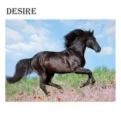 Desire алмазов картина вышивки крестом черный бегущий конь Полный круглая мозаика для алмазной вышивки Картина горный хрусталь DIY алмаз