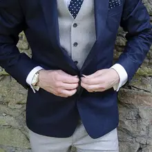 Последний дизайн пальто брюки темно-синий и серый формальный костюм жениха костюм Dapper Slim Fit смокинг 3 шт. Masculino 53