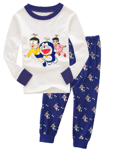 

JQ-69, Doraemon, Children boys long sleeve pajamas sleepwear sets for 2-7Y, 100% cotton jersey