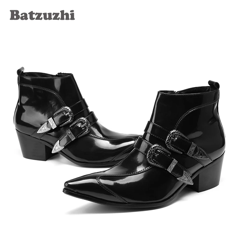 Cm 6 Curtas Preto Inverno Boots Couro outono Botas De Batzuzhi Japonês Ankle Saltos Estilo Moda Moto Mens 5 Homens E4nwA