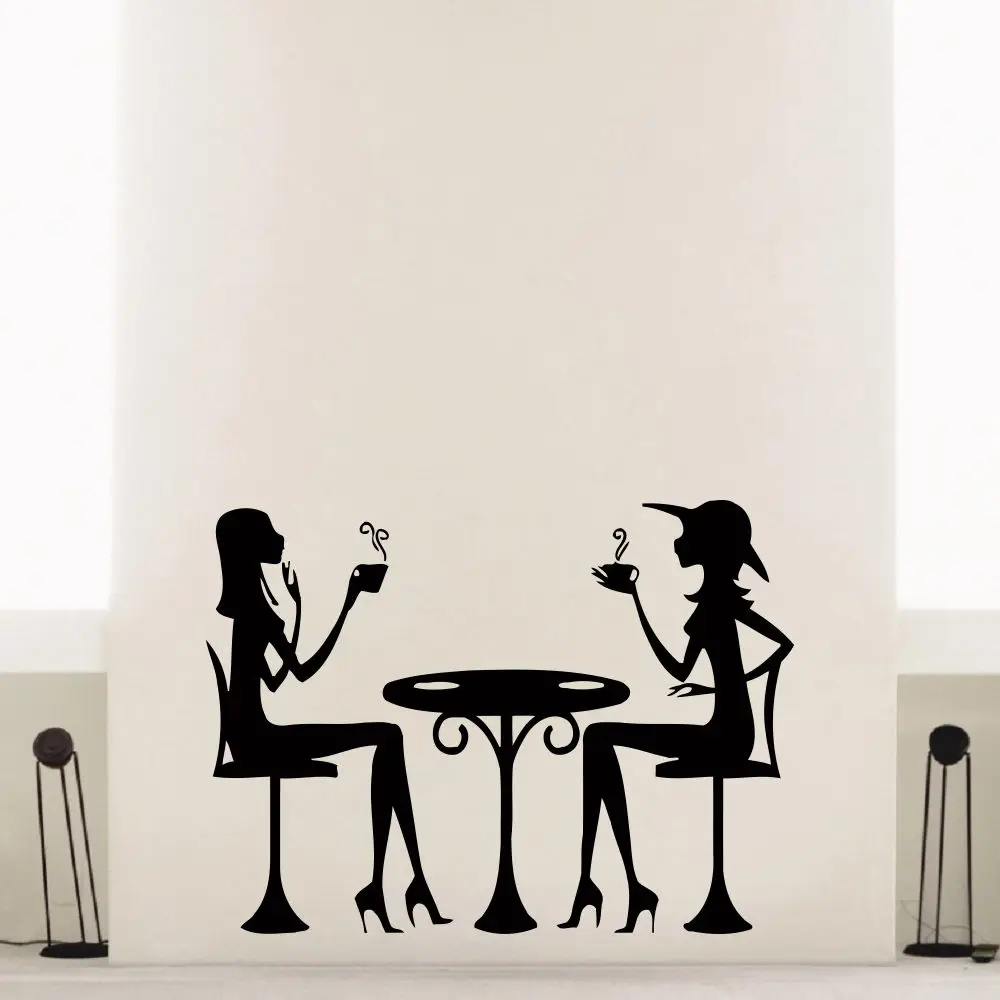 

WALL DECAL VINYL STICKER PEOPLE COFFEE TEA CAFE RESTAURANT DECOR