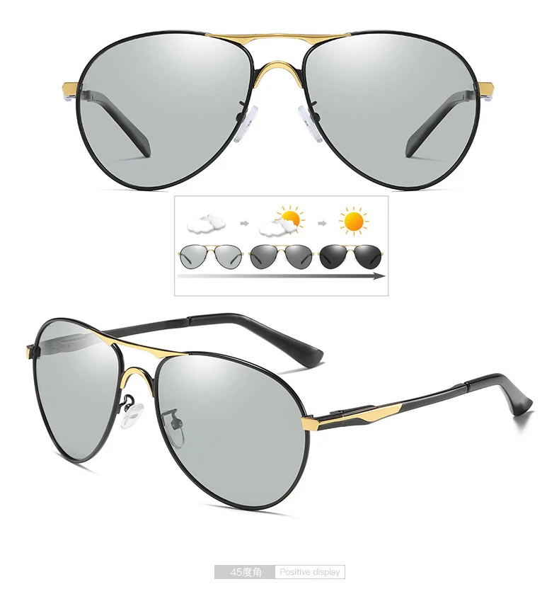 VCKA, поляризованные солнцезащитные очки для вождения, мужские, пилот, хамелеон, обесцвечивание, солнцезащитные очки, классические, женские, oculos de sol masculino, очки - Цвет линз: Discoloration lens