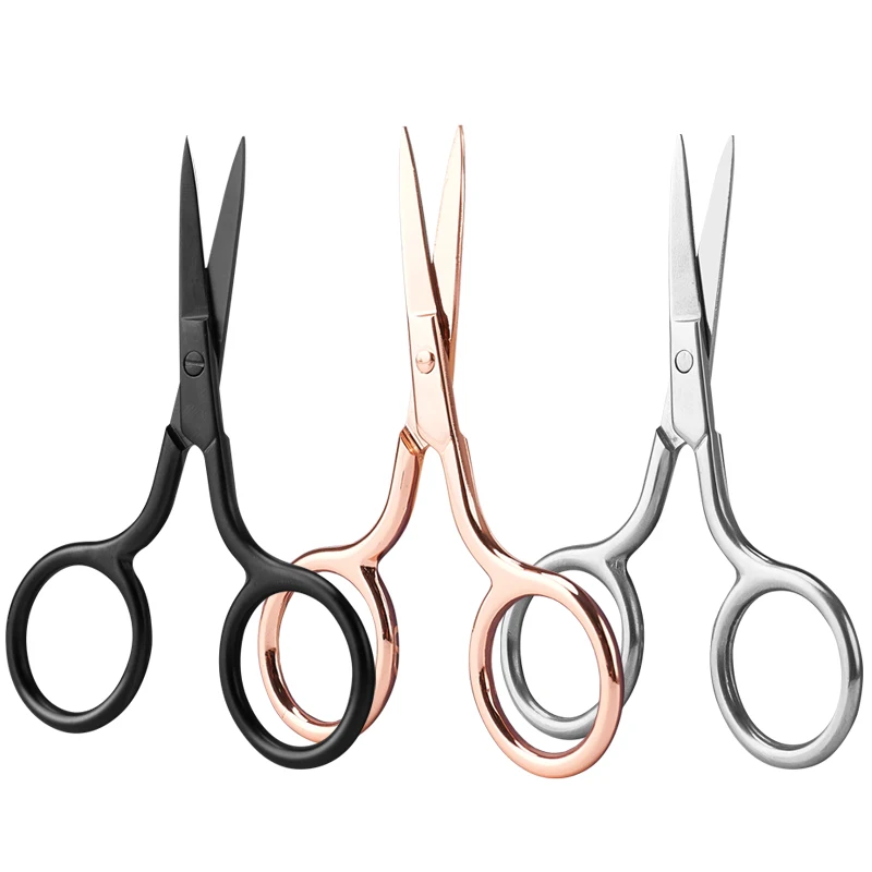 

2PC Small Eyebrow Scissors Mixed Color Stainless Steel Makeup Scissor Eyebrow Eyelashes Nose Hair Scissor Sharp Point