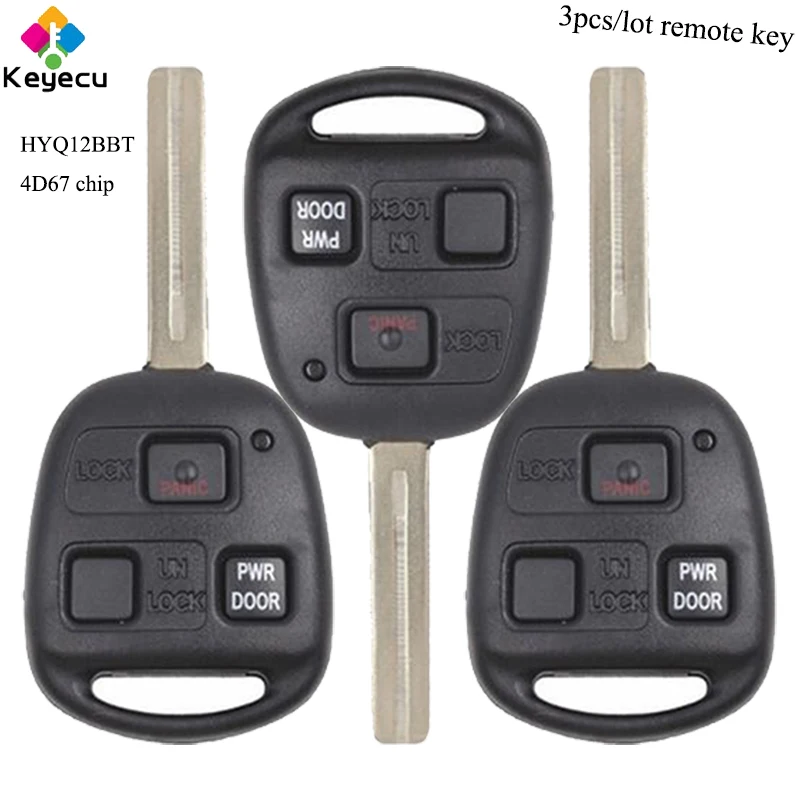 

KEYECU 3PCS Replacement Remote Control Key With 3 Buttons & 4D68 Chip - FOB for Lexus EX330 RX330 RX400h RX350 FCC ID: HYQ12BBT