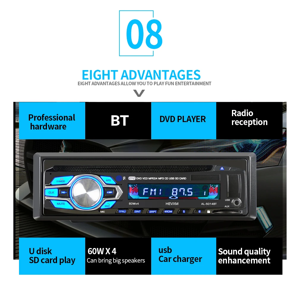 1 Din 12V автомобильный DVD CD-плеер Автомобильный MP3 стерео автомобильный Handfree Авторадио BT аудио радио 5014 автомобильный Стайлинг беспроводной пульт дистанционного управления