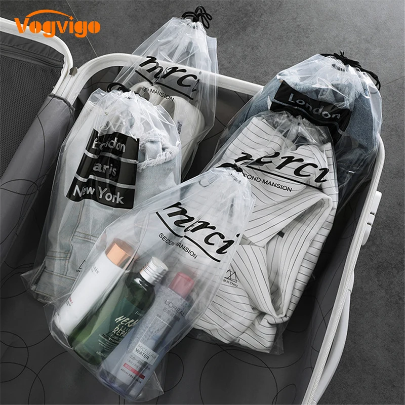 Vogvigo PortableTransparent Drawstring Storage Cosmetic Bag Waterproof Organizer Makeup Bags Travel Toiletry Case Accessories