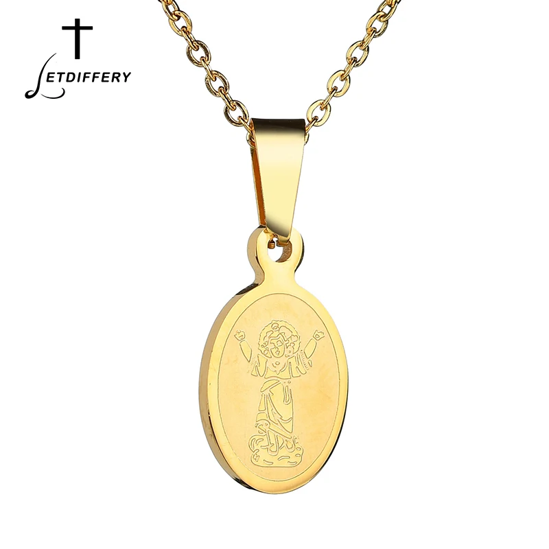 

Letdiffery Orthodox Catholism Medal Bijoux Necklace Vintage 316L Stainless Steel Divine Nino Pendant Collier For Men's Gift