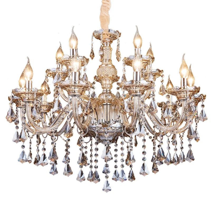 

European crystal Pendant Lights living room bedroom dining room lamp modern luxury Candle light villa lamps lighting fixture