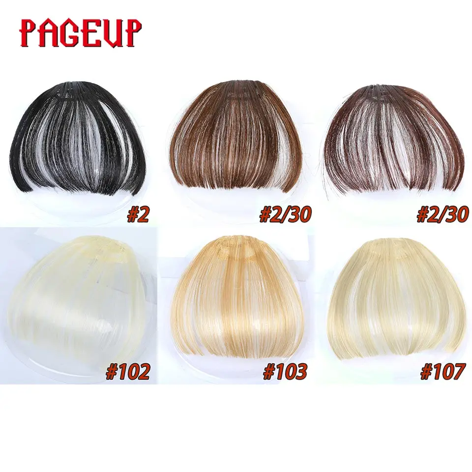Pageup 6 Colors Synthetic Natural Front Bangs Hair pieces Clip In Fake Bangs For Women Clip In Hair Extensions Short Front Bangs