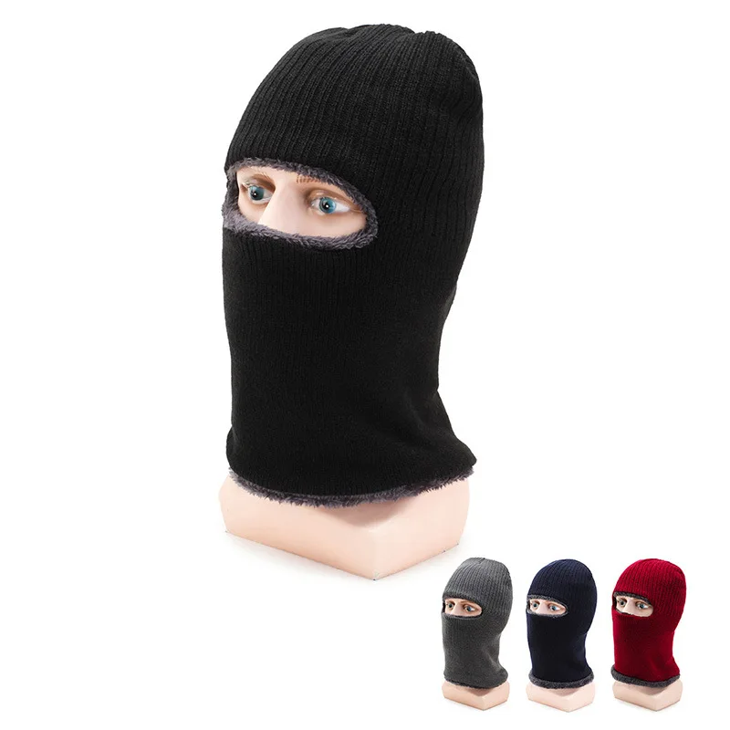 Мужская зимняя шапка, наружная теплая шапка в масках, черная велосипедная вязаная шапочка, головные уборы для мужчин и женщин, вязаная ветронепроницаемая шапочка-маска, шапка