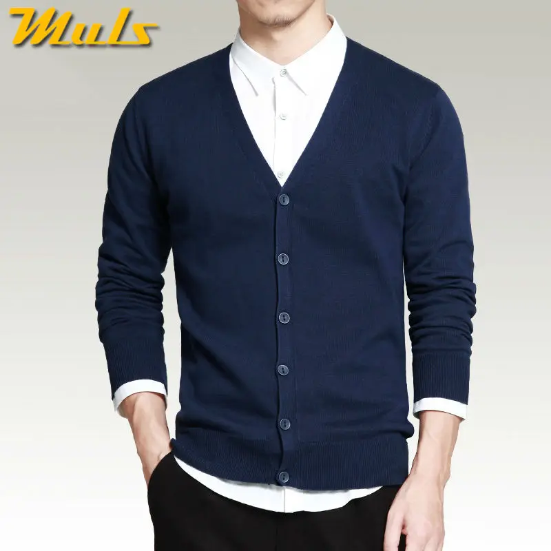

Muls Mens sweater cardigans Simple style cotton knitting spring autumn winter sweater coat male V neck brand clothing MS16003