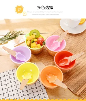 

Fashion Ice Cream Bowl With A Spoon For Kids Boys Girls Plastic Dessert Cup Tubs Summer Use Party Supplies Gifts