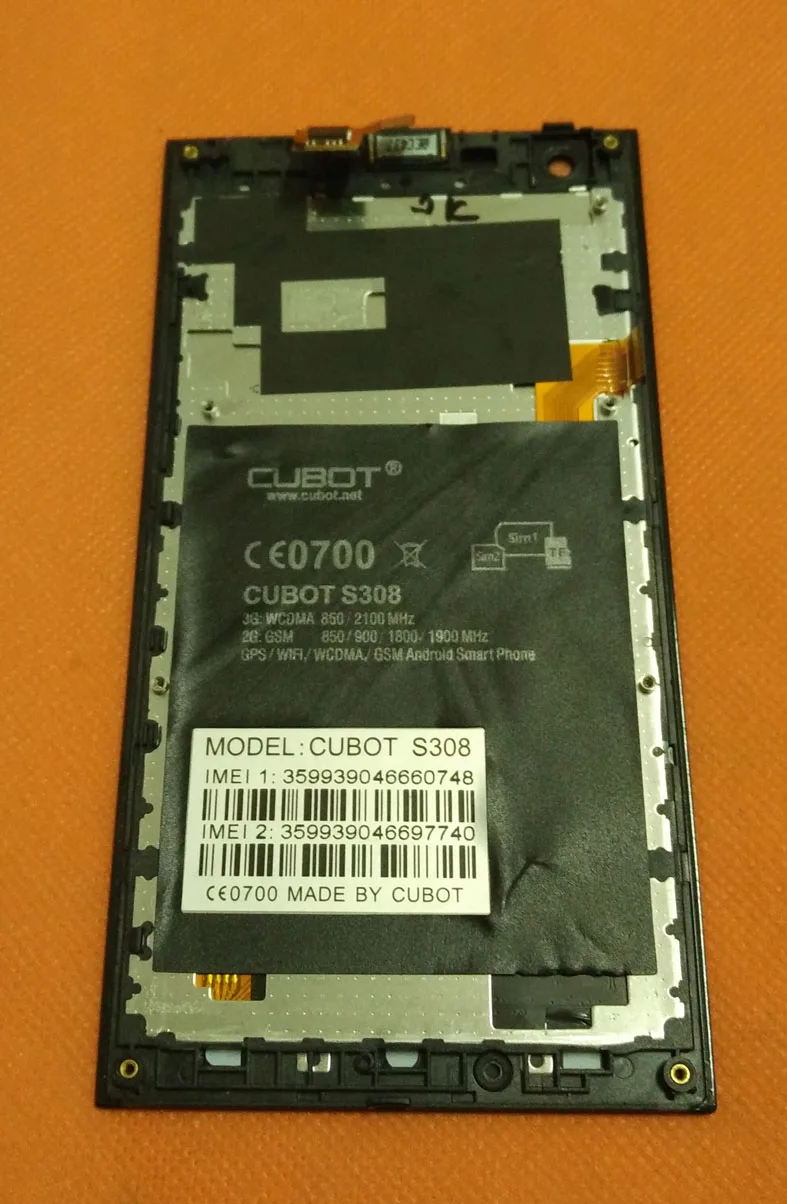  Used Original LCD Display Screen + Touch Screen + Frame for Cubot S308 5.0