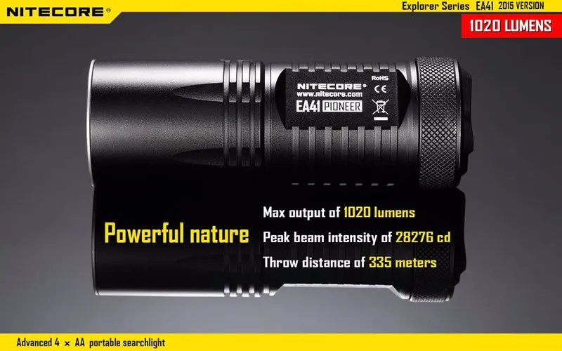 Версия проводника серии Nitecore EA41 CREE XM-L2 U2 светодиодный фонарик 1020 люмен Advance 4* AA портативный прожектор