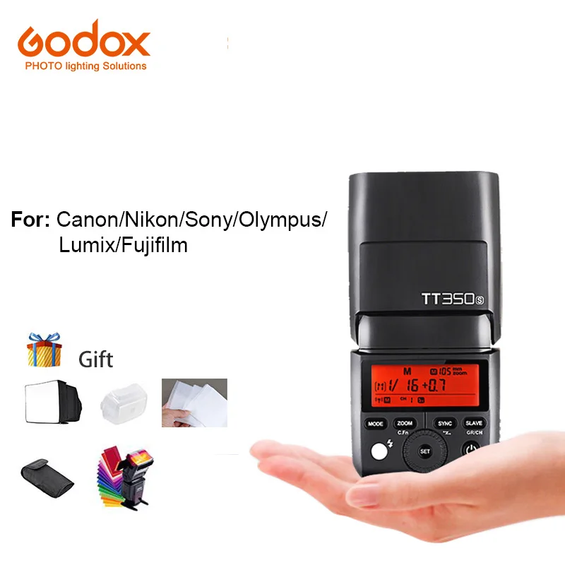 

Godox Mini Speedlite TT350S TT350c tt350f TTL Cameras Flash HSS 2.4G Wireless Control For Olympus Nikon Sony Canon Fujifilm