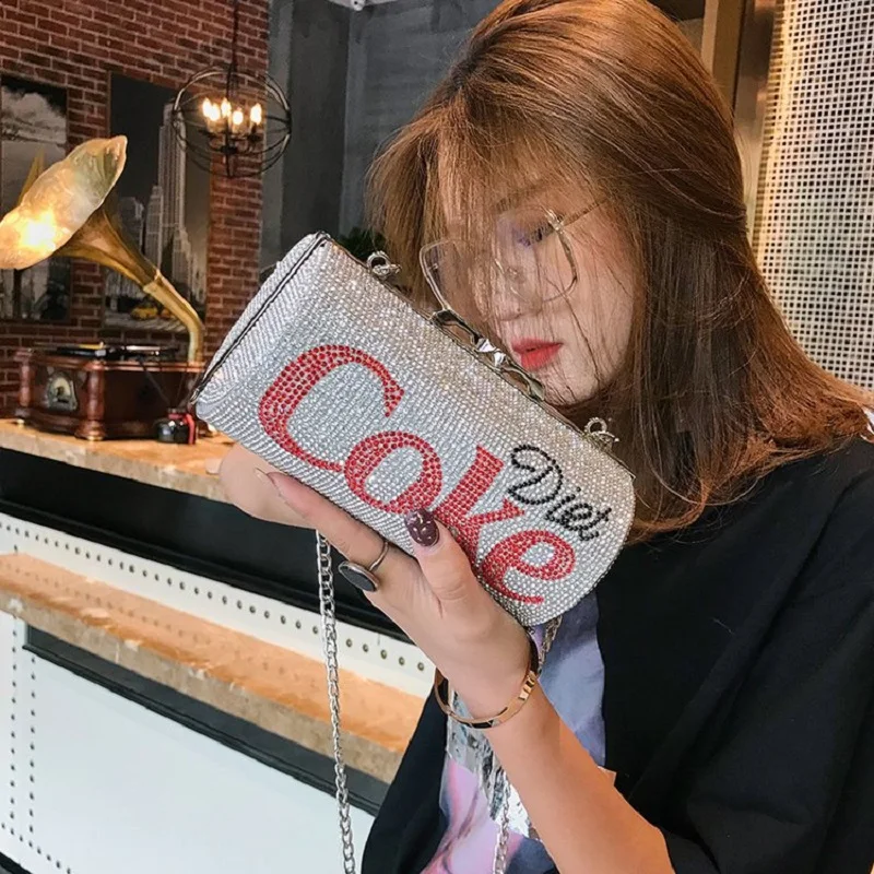 

Diamond Evening Bag Coke Bag Shoulder Chain Small Bag Clutch Purse Luxury Handbags Women Bags Designer Mini Round