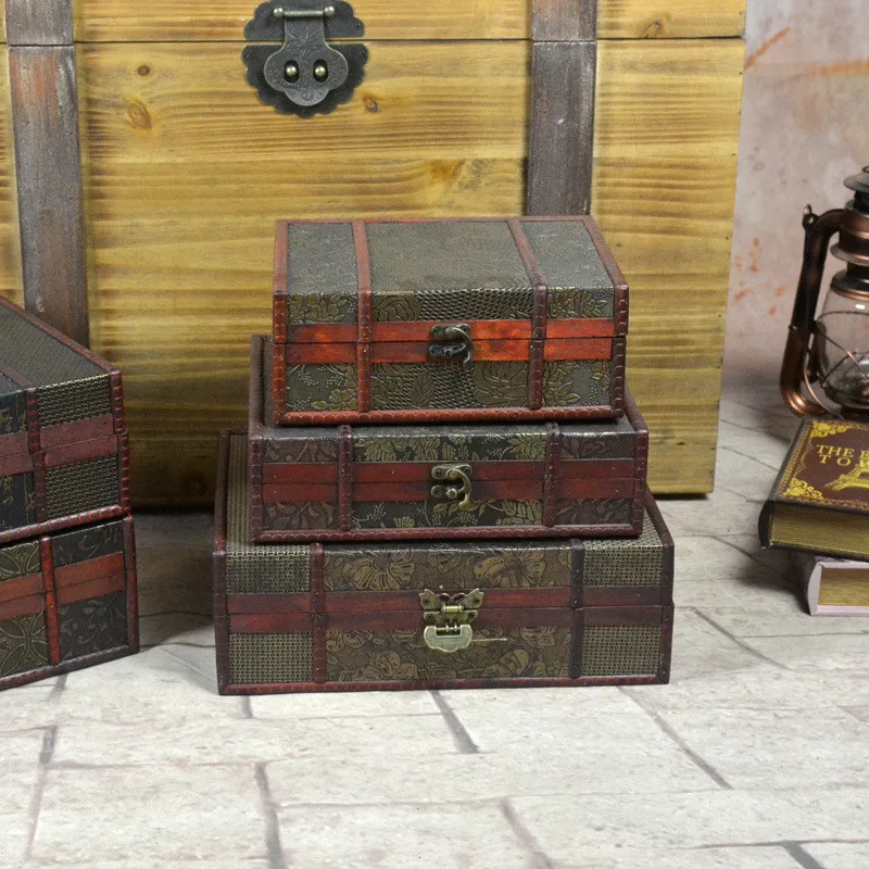 Классическая винтажная деревянная коробка для хранения, деревянная коробка, восстанавливающая древнюю сладкую шкатулку, органайзер, сундук с сокровищами, чехол, деревянные миниатюры