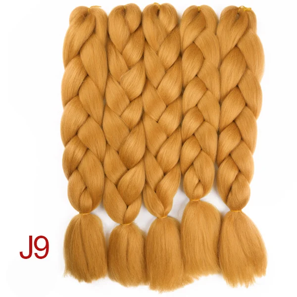 24 дюйма синтетические плетеные волосы чистого цвета высокотемпературные Джамбо сплетенные волосы для наращивания Вязание Крючком Твист волосы и пауки - Цвет: J9