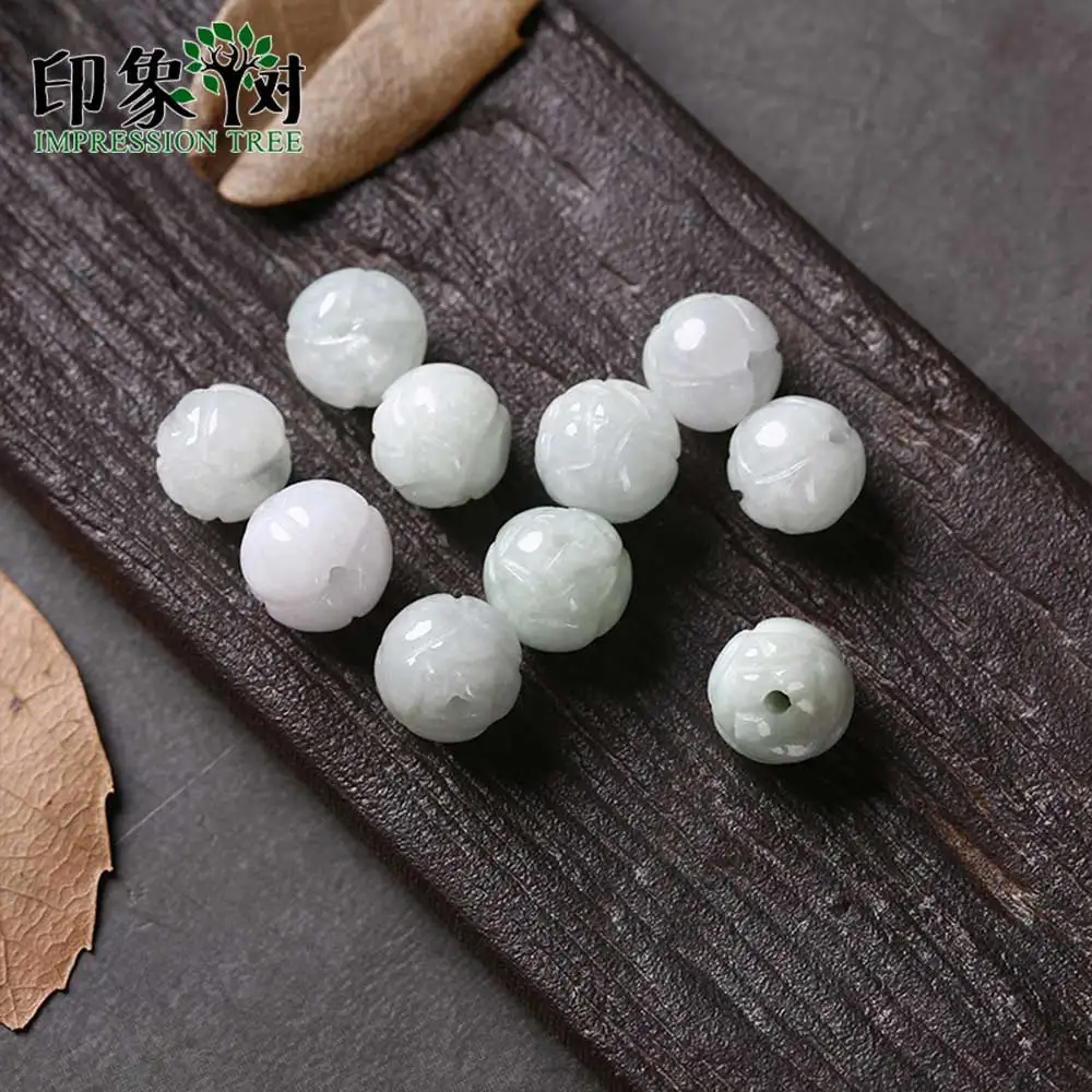 Круглая свободная бусина Gem Jad 16 шт. 9x9 мм Натуральная круглая Jadeite Lotus Carven подходит