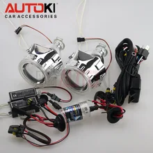 Autoki CCFL 2,5 дюйма Мини HID линзы проектора bi Xenon+ ксеноновая лампа+ CCFL ангельский глаз Halo для автомобильных фар комплект для модернизации