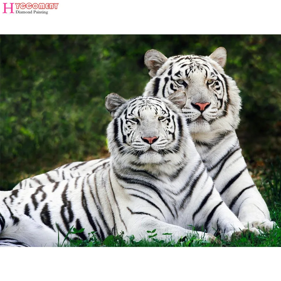 

5D Diamond Mosaic animal White tiger Square Crystal,DIY Diamond Embroidery Picture of Rhinestones Cross Stitch Kits Decor gift