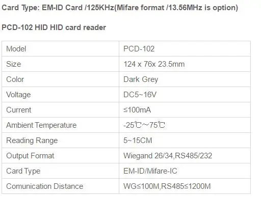 PCD-102 управление доступом по карточкам бесконтактного считывания карт ID/IC для домашней системы контроля доступа, карты EM-ID или IC карты