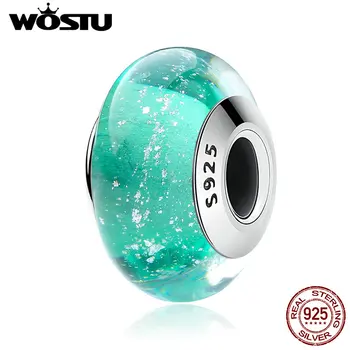 

WOSTU Authentic 925 Sterling Silver Ariel's Color Light Murano Glass Beads Fit Original wst Charm Bracelet S925 Jewelry BKZ021