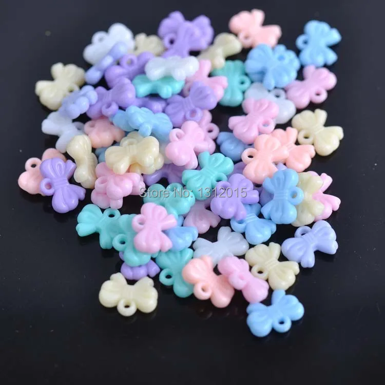 

Diy 300PCs Mixed Spring color Acrylic bowknot Charms beads for handmake 12x9mm YKL0210