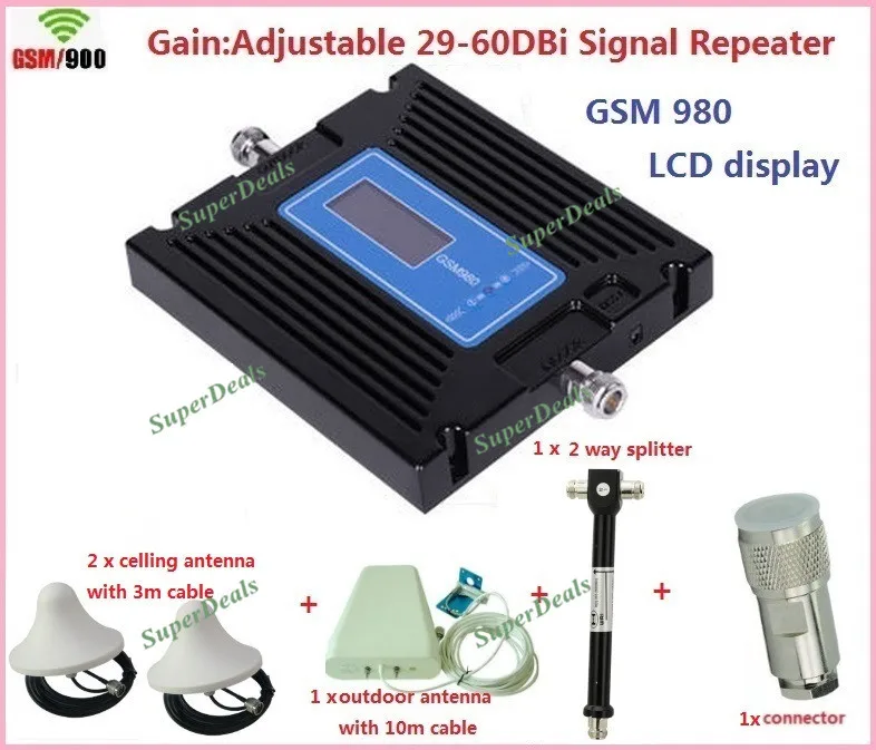 

New LCD Display GSM Repeater 2G Mobile Phone Booster GSM 900MHZ Signal Repeater CellPhone Amplifier Booster with 2 antennas