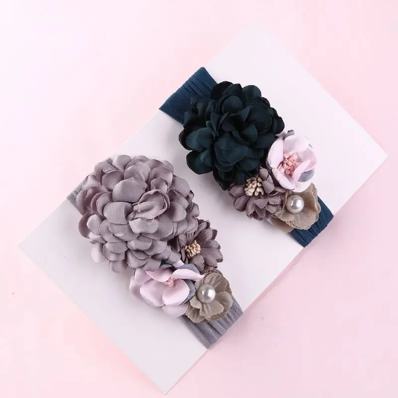

Premium New Soft Nylon Cute Flower Headbands Girls Wide Headwraps Hairwear Children Kids Turban Hair Accessories