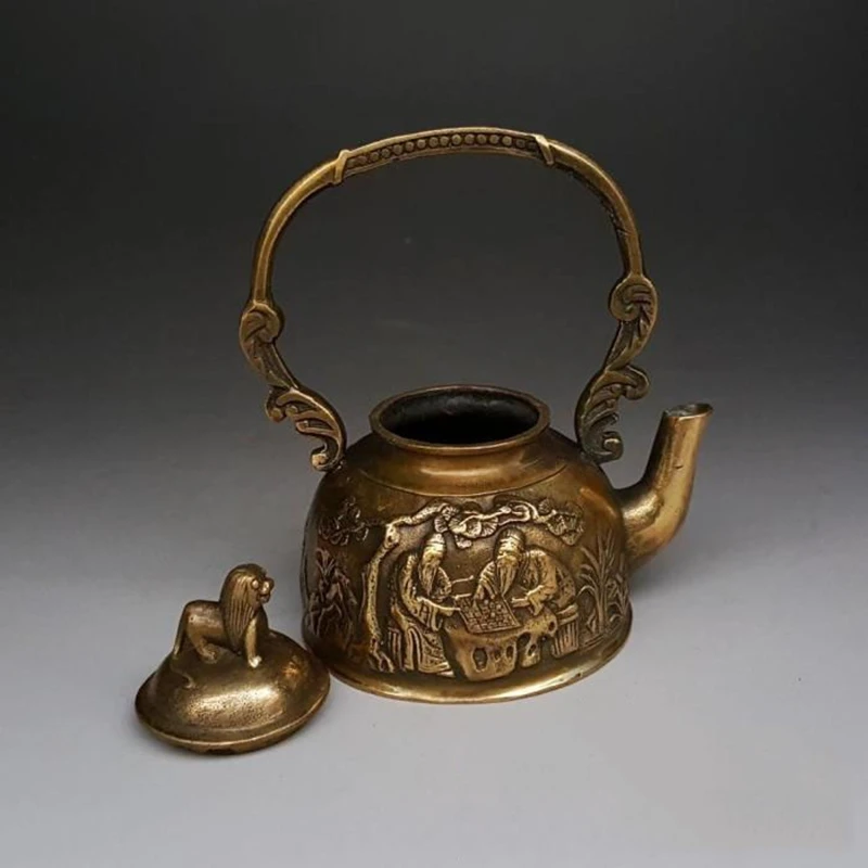 Чайник из чистой меди Fu Lu Shou украшение для кувшина чайника китайский старинный