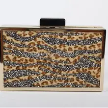 Роскошные высокого качества Стразы Leopard конский волос Волнистые партия Кошелек Сумки Сцепления Вечерняя сумка