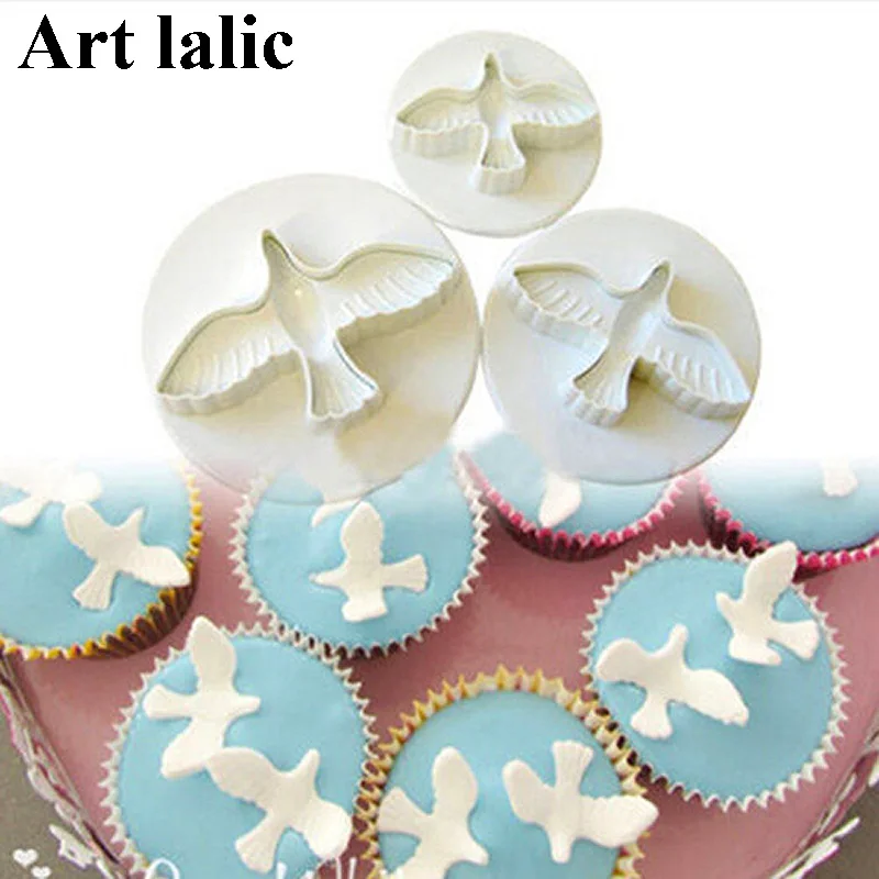 

3Pcs Pigeon Bird Fondant Cake Cookies Paste Sugarcraft Plunger Cutter Decoratin Mold PM023